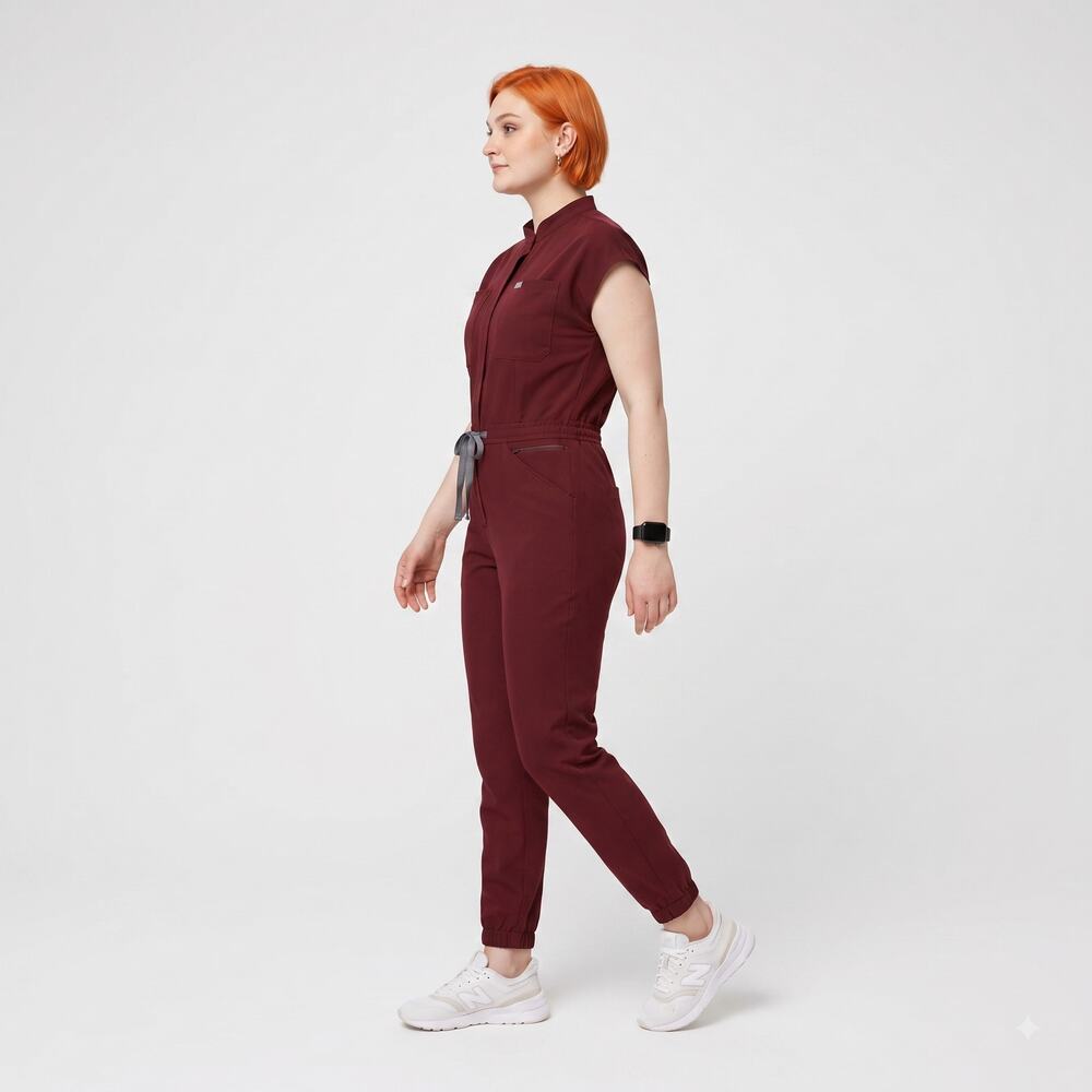 Figs Rafaela Burgundy Scrub Jumpsuit XXL Scurbs